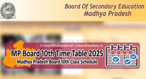 MPBSE 10th Time Table 2025